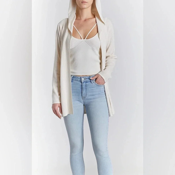 NWT Oat New York Women’s Long Sleeve Hooded Cardigan in Natural Cream - Picture 2 of 7